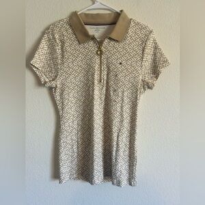 New Tommy, Hilfiger, ladies Large Cream and white gold accent zipper Shirt